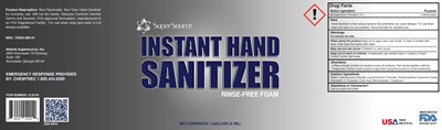 1 gallon label - CLE219 Instant Hand Sanitizer BAC Foam 1G